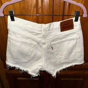 Levi 501 White Denim Shorts